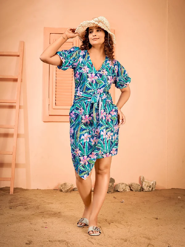 Women's Floral Printed Bodyfit Bodycon Summer Dress For Women - Curvy Lane
