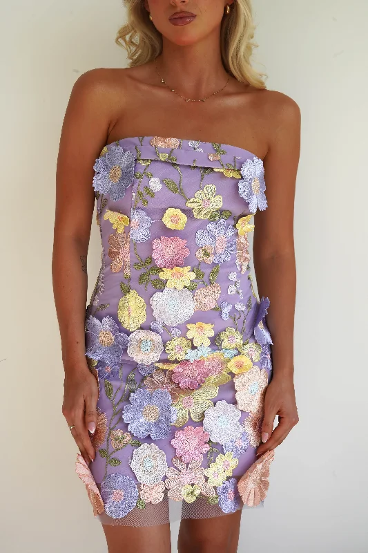 Bellflower 3D Floral Mini Dress | Lilac