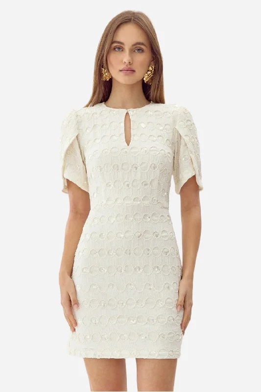 Adelyn Rae Harper Textured Mini Dress in Ivory