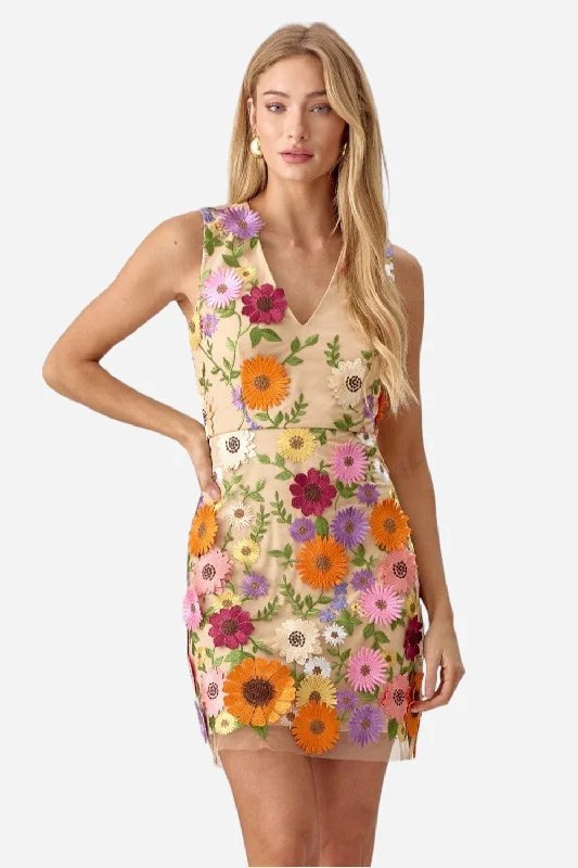 Adelyn Rae Justine 3D Multi Floral Mini Dress