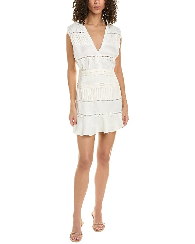 IRO Plunging Linen-Blend Mini Dress