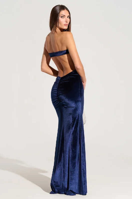 LOST YOUR CHANCE NAVY VELVET MAXI DRESS