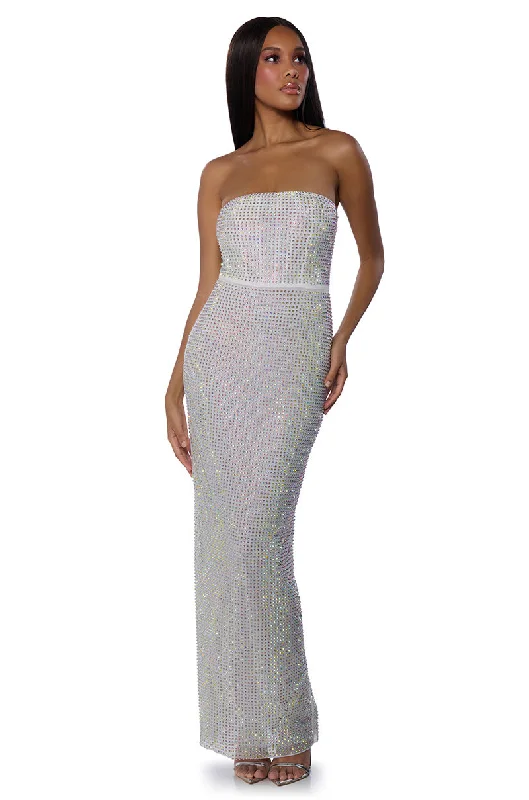 SLEEK AND SEXY RHINESTONE MAXI DRESS