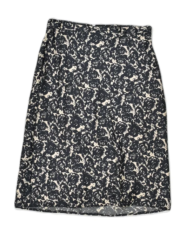 BENETTON Womens A-Line Skirt W26 Small Black Floral