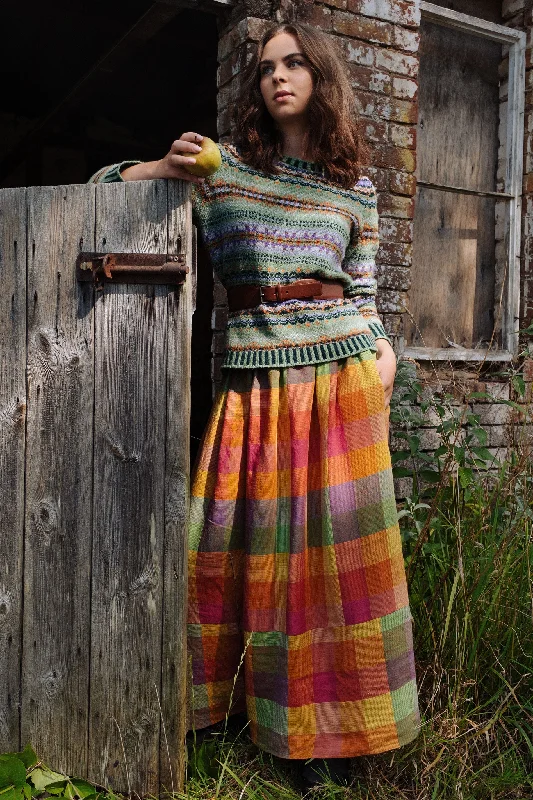 Bobbie Skirt in Rainbow Irish Linen Check