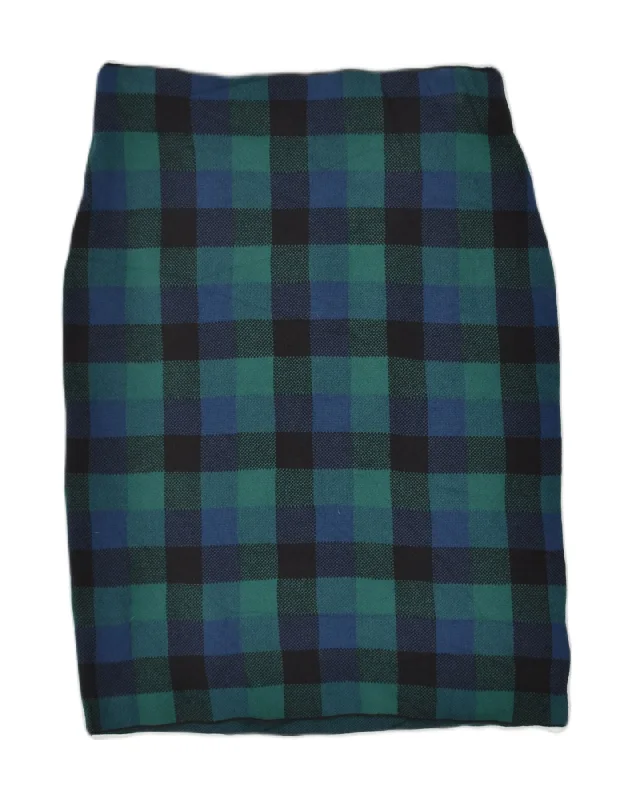 CHAPS Womens Pencil Skirt UK 12 Medium W30  Blue Check Cotton