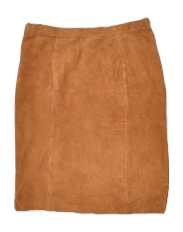 OMBRALUCE Womens Suede Straight Skirt IT 48 XL W30 Brown Suede