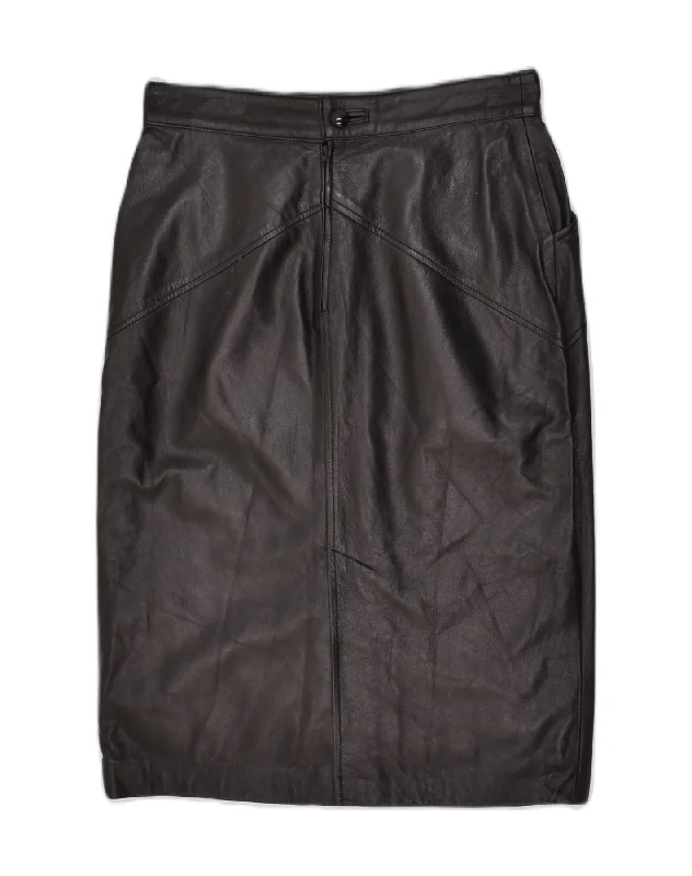 VERA PELLE Womens Leather Skirt IT 46 Large W28 Black Leather