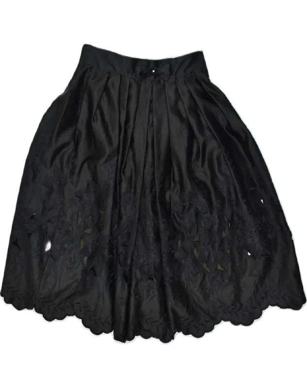 VINTAGE Womens Circle Skirt W30 Medium Black Polyester