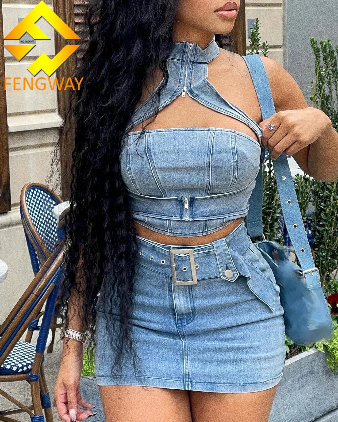 2024 Trending Jeans Shorts 2 Piece Women clothes set  Y2k Stretch Sleeveless Crop Top with Denim Cargo SkIrts women denim set