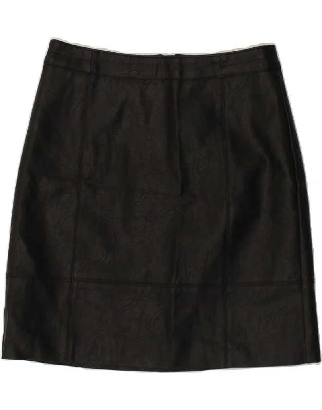 OASIS Womens Straight Skirt UK 12 Medium W30 Black Polyurethane