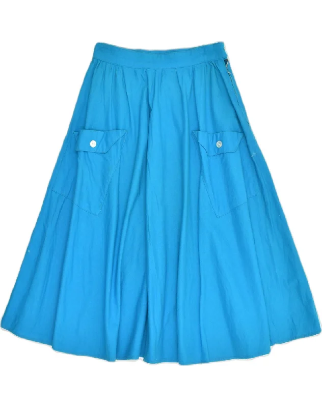 VINTAGE Womens Flared Skirt W26 Small Blue