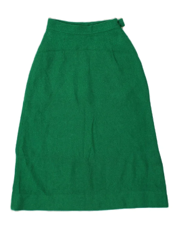 VINTAGE Womens High Waist A-Line Skirt W24 XS Green