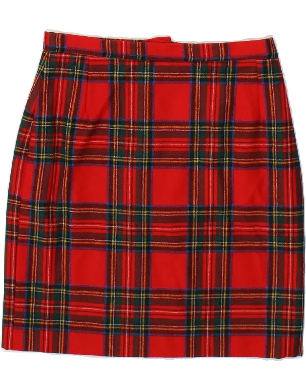 VINTAGE Womens Pencil Skirt W28 Medium  Red Plaid