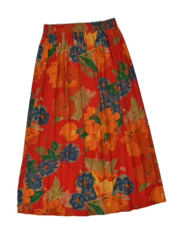 VINTAGE Womens Pleated Skirt W26 Small  Red Floral