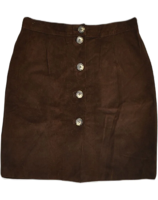 VINTAGE Womens Suede Straight Skirt EU 40 Medium W29  Brown Suede