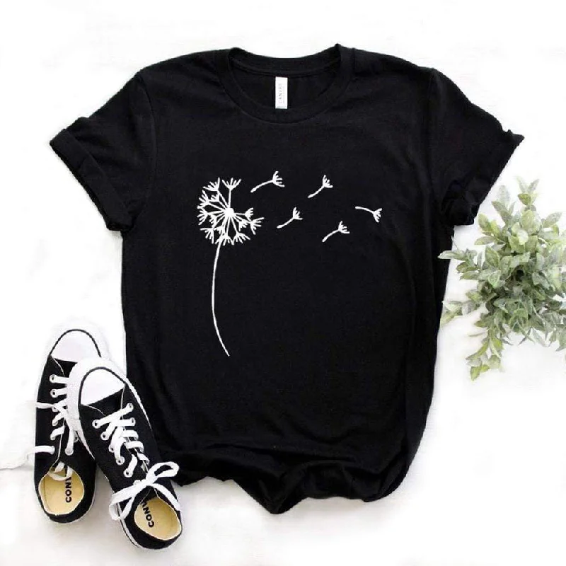 Wildflower Dandelion Print Cotton Casual Funny t shirt