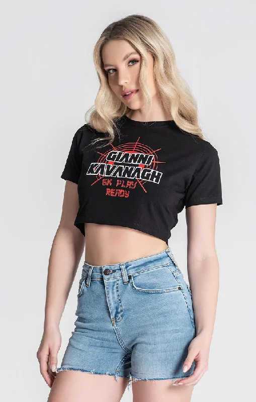 Black GK Play Cropped Tee Fashionable Trendy Casual