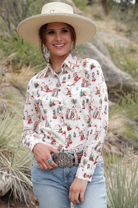 Cinch Women's Long Sleeve Printed Western Snap Shirt