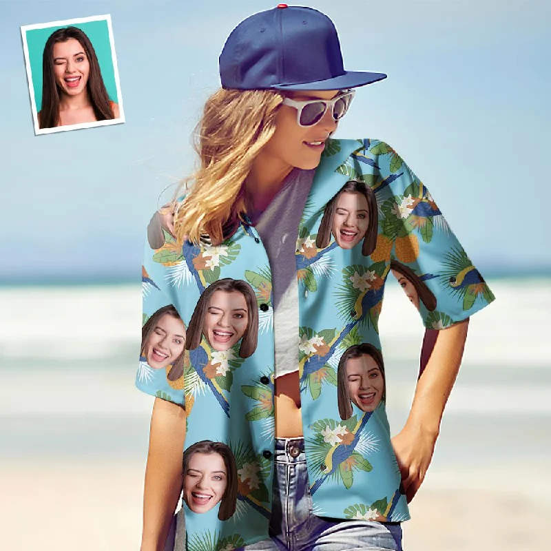 Custom Face Hawaiian Shirt Tops for Women's Gift for Her - Toucan Party