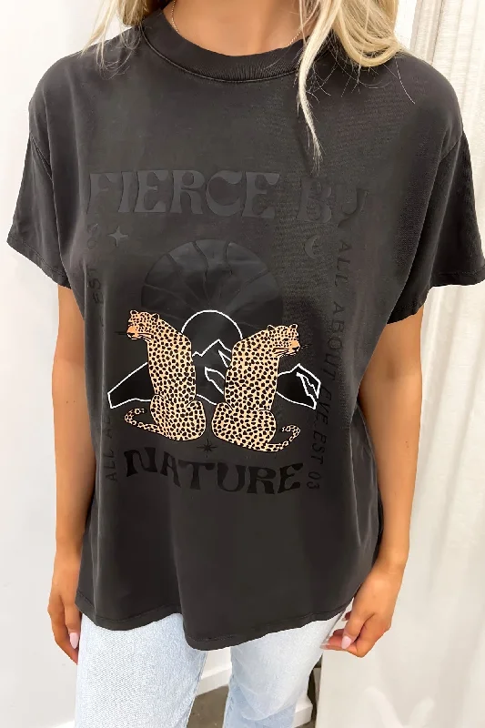 Fierce Standard Tee Washed Black Striped Floral Plaid