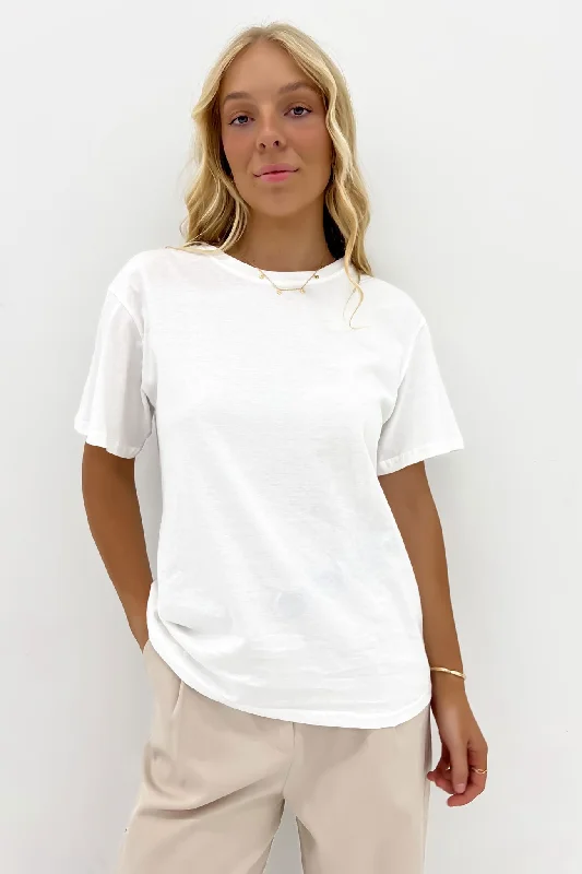 Kaylah Tee White Satin Blend Silk Blend Wool Blend