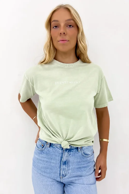 Logo Tee Sage Cashmere Blend Cotton Blend Poly Blend