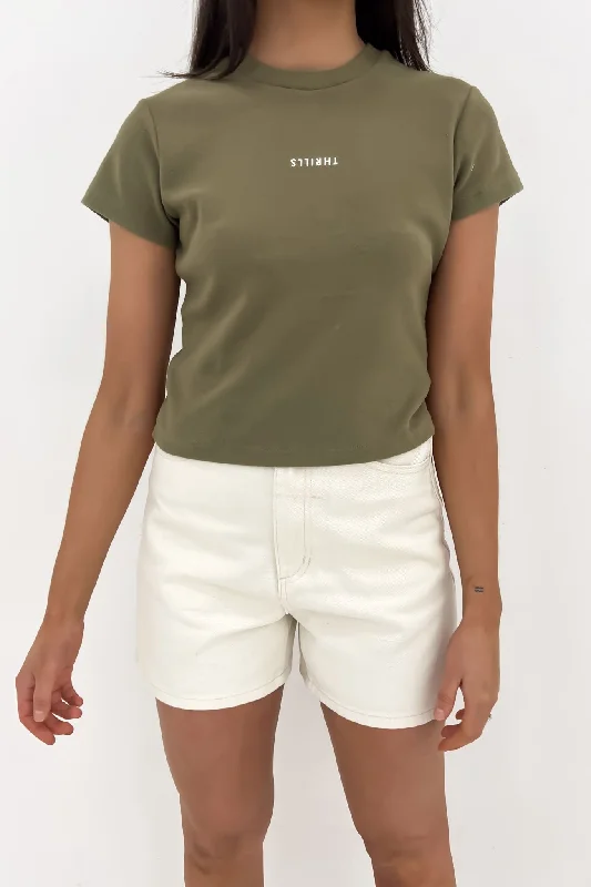 Minimal Thrills Mini Tee Aloe Mesh Blend Leather Blend Suede Blend