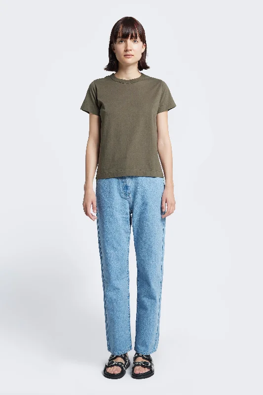 Oceania Tee Olive Boxy Fit Fitted Loose