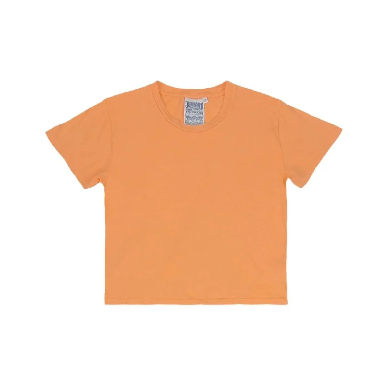 Ojai Crop Tee (Apricot Crush) Collared Crew Neck Turtle Neck