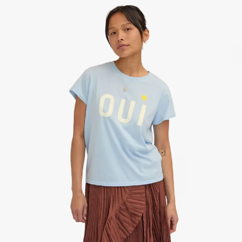 "Oui" Classic Tee (Light Blue) Terry Blend Velvet Blend Canvas Blend