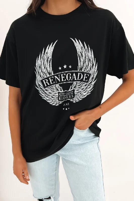 Renegade Rider Tee Washed Black Mesh Blend Leather Blend Suede Blend