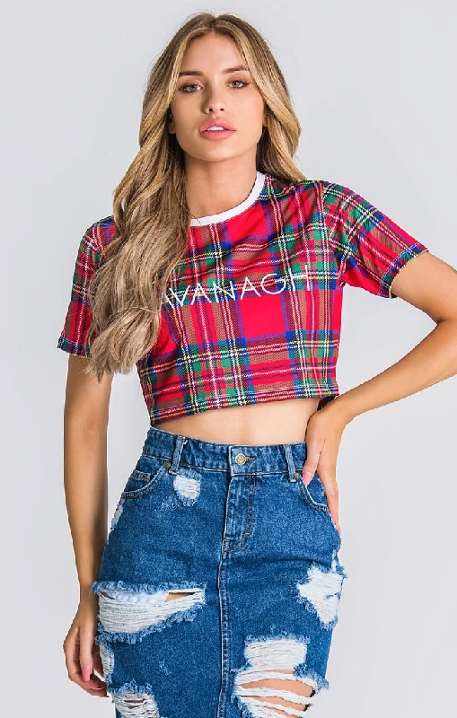 Scottish Crop Tee Beaded Sequined Faux Fur