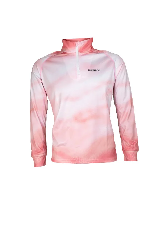 Shimano 24 Ladies Sublimated Fishing Shirts Pink Wave