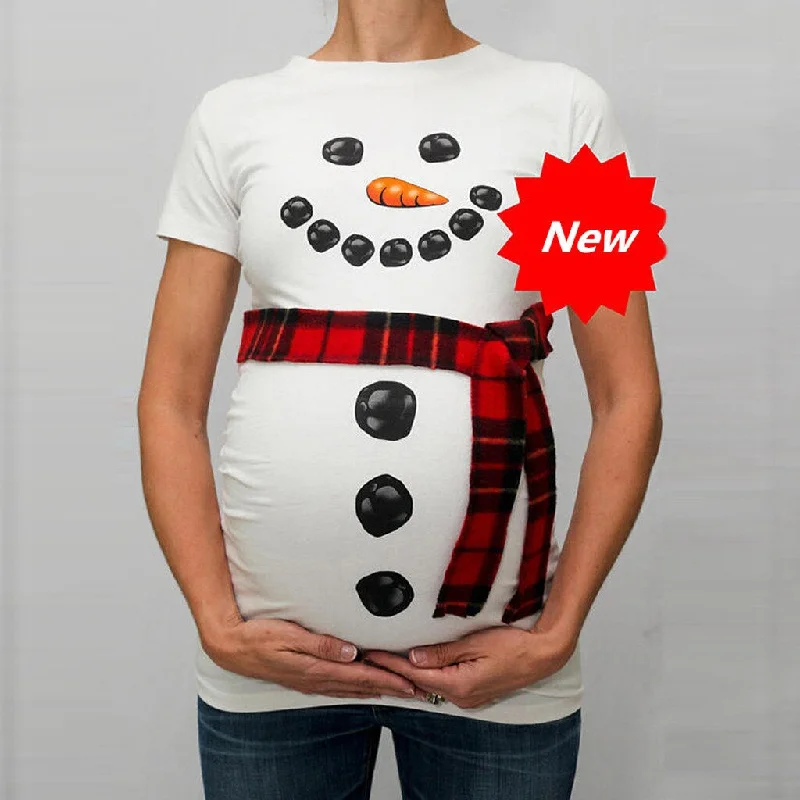 Trendy Tops For Pregnant Women New Year Christmas Snowman Print Cartoon Maternity Clothes T Shirts Pregnancy Clothing New 2019