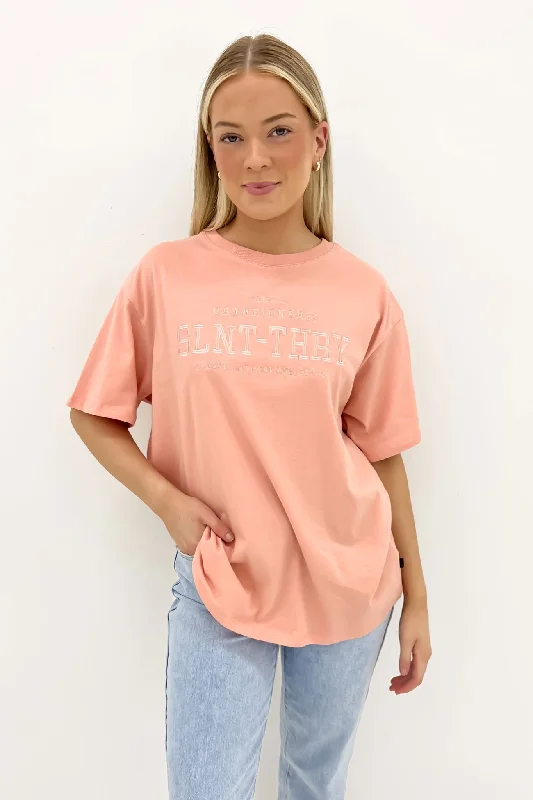 Varsity Tee Pale Pink Collared Crew Neck Turtle Neck