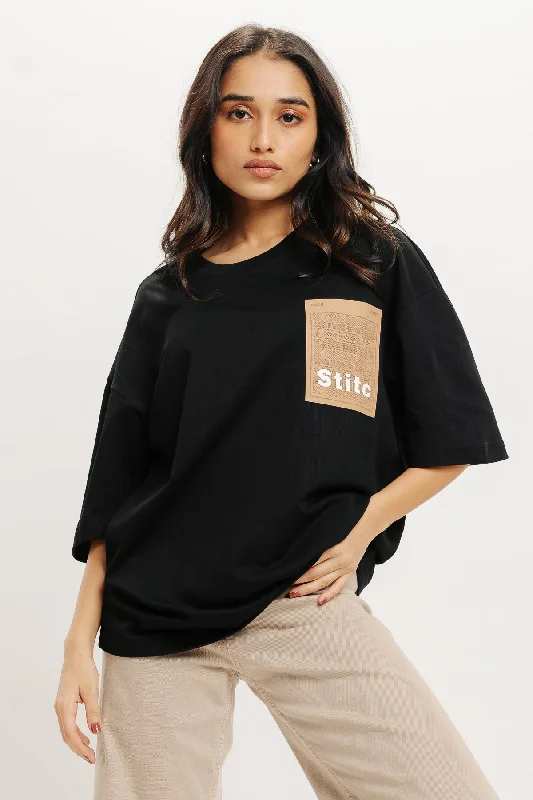 Brown Patch Tee Modern Contemporary Chic