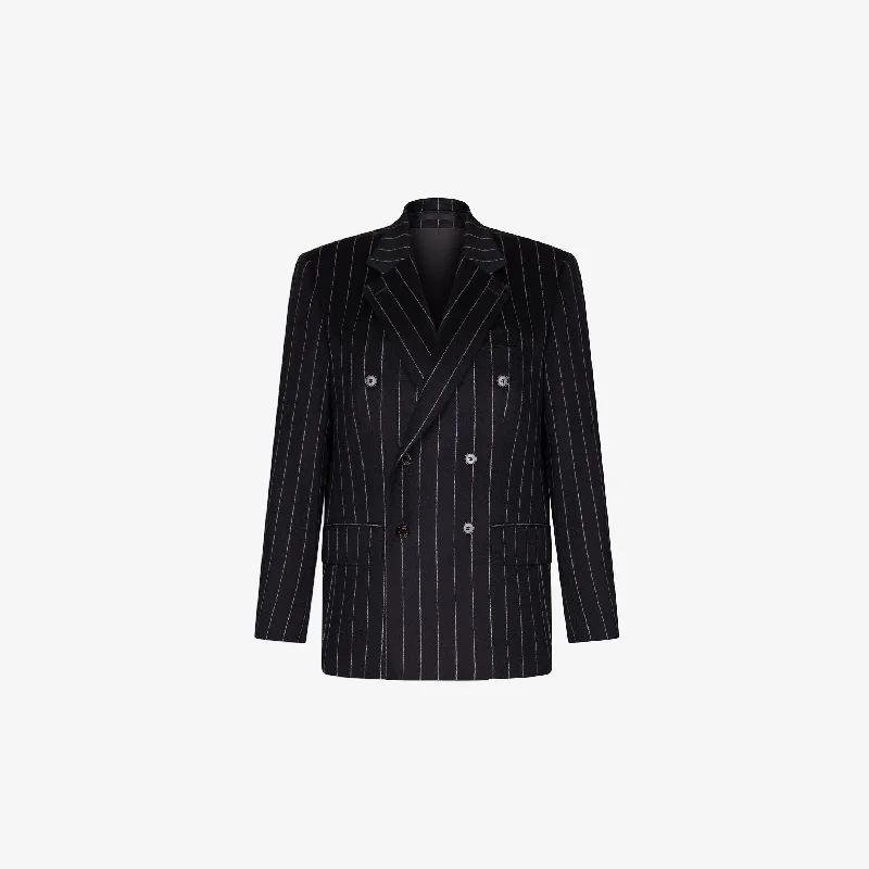 DOUBLE-BREASTED JACKET IN STRIPED CASHMERE