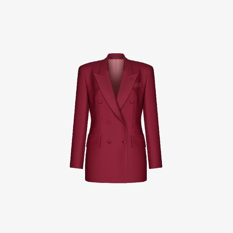 DOUBLE-BREASTED TUXEDO JACKET IN BORDEAUX WOOL  TWILL