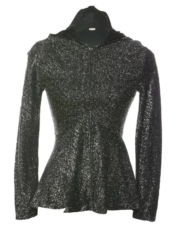 Lurex Thread Pattern Black & Silver Evening Jacket - XS