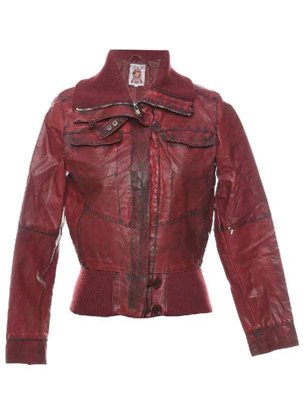 Maroon Leather Jacket - M