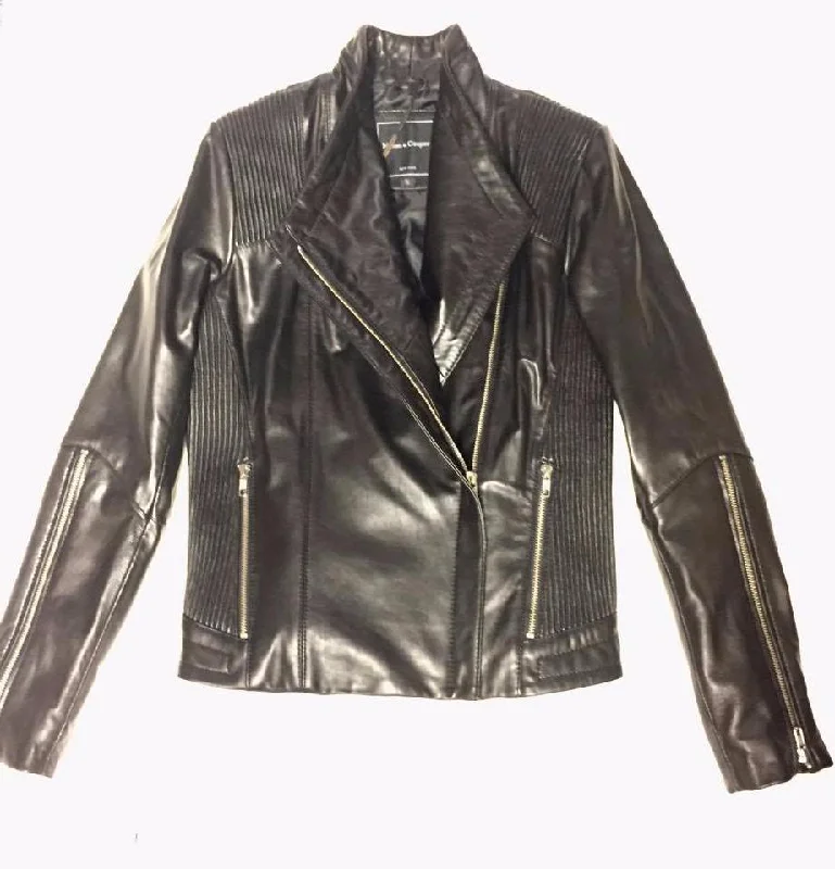 Mason & Cooper Women's Asymmetrical Black Lambskin Biker Jacket