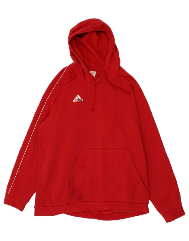 ADIDAS Mens Hoodie Jumper 3XL Red Cotton