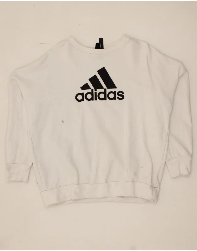 ADIDAS Womens Oversized Graphic Sweatshirt Jumper UK 8/10 Small White