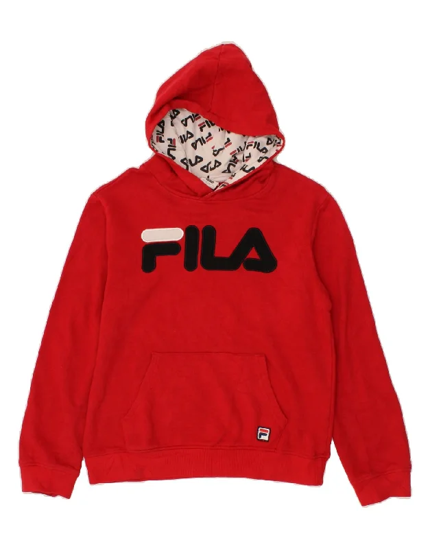 FILA Girls Graphic Hoodie Jumper 14-15 Years XL Red Cotton