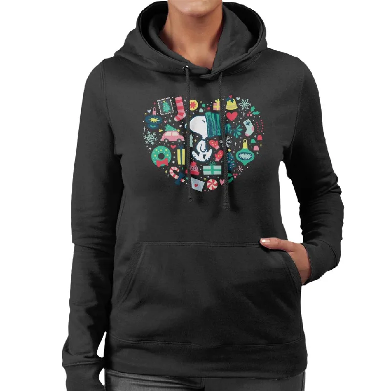 Peanuts Christmas Snoopy Xmas Love Heart Women's Hooded Sweatshirt