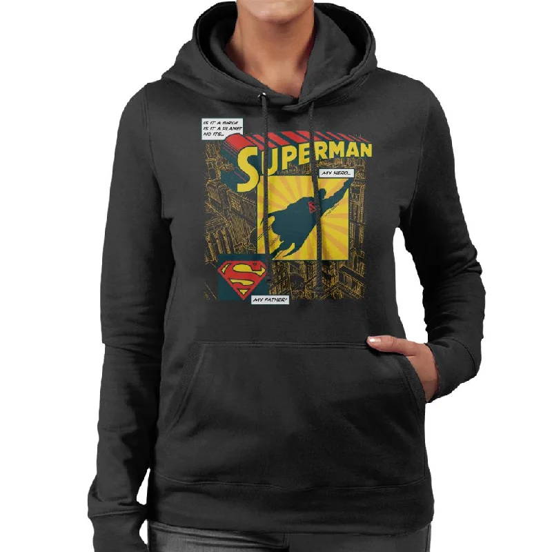 Superman Fathers Day My Hero My Father Women's Hooded Sweatshirt