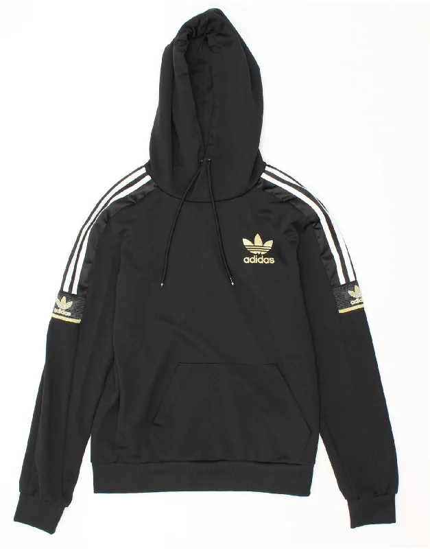 ADIDAS Mens Graphic Hoodie Jumper XS Black Polyester