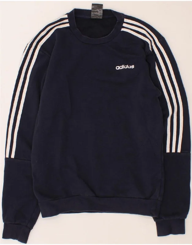 ADIDAS Mens Sweatshirt Jumper Small Navy Blue Cotton