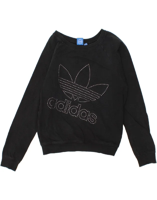 ADIDAS Womens Oversized Graphic Sweatshirt Jumper UK 10 Small  Black